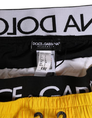 Dolce & Gabbana Yellow Drawstring Beachwear Men Shorts Swimwear - IT4 | S