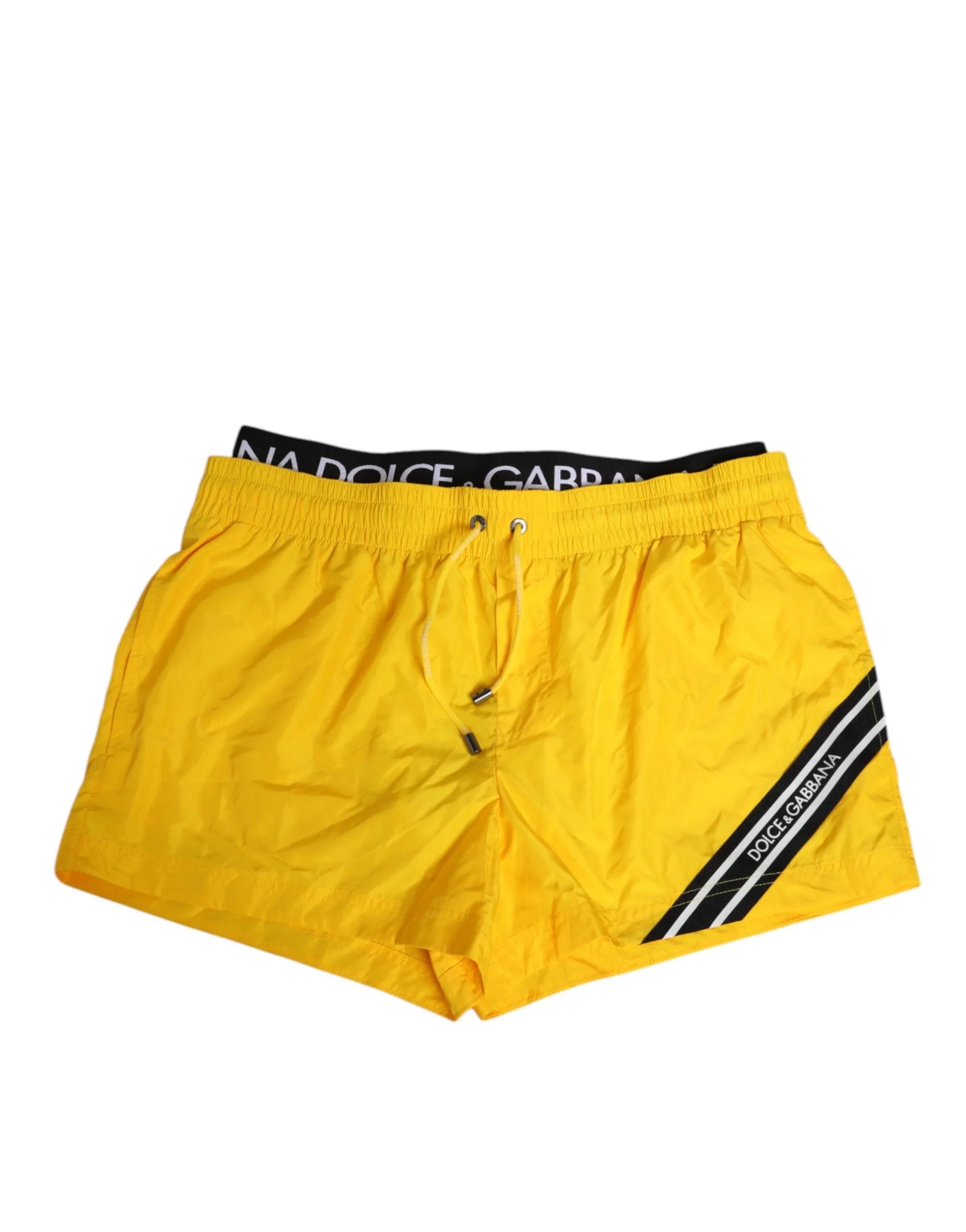 Dolce & Gabbana Yellow Drawstring Beachwear Men Shorts Swimwear - IT4 | S