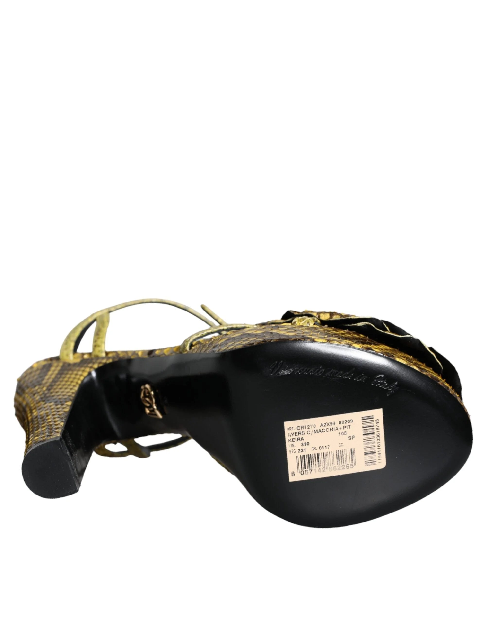 Dolce & Gabbana Yellow Exotic Leather Ankle Strap Heels Sandals Shoes - EU39/US8.5 - Sandals