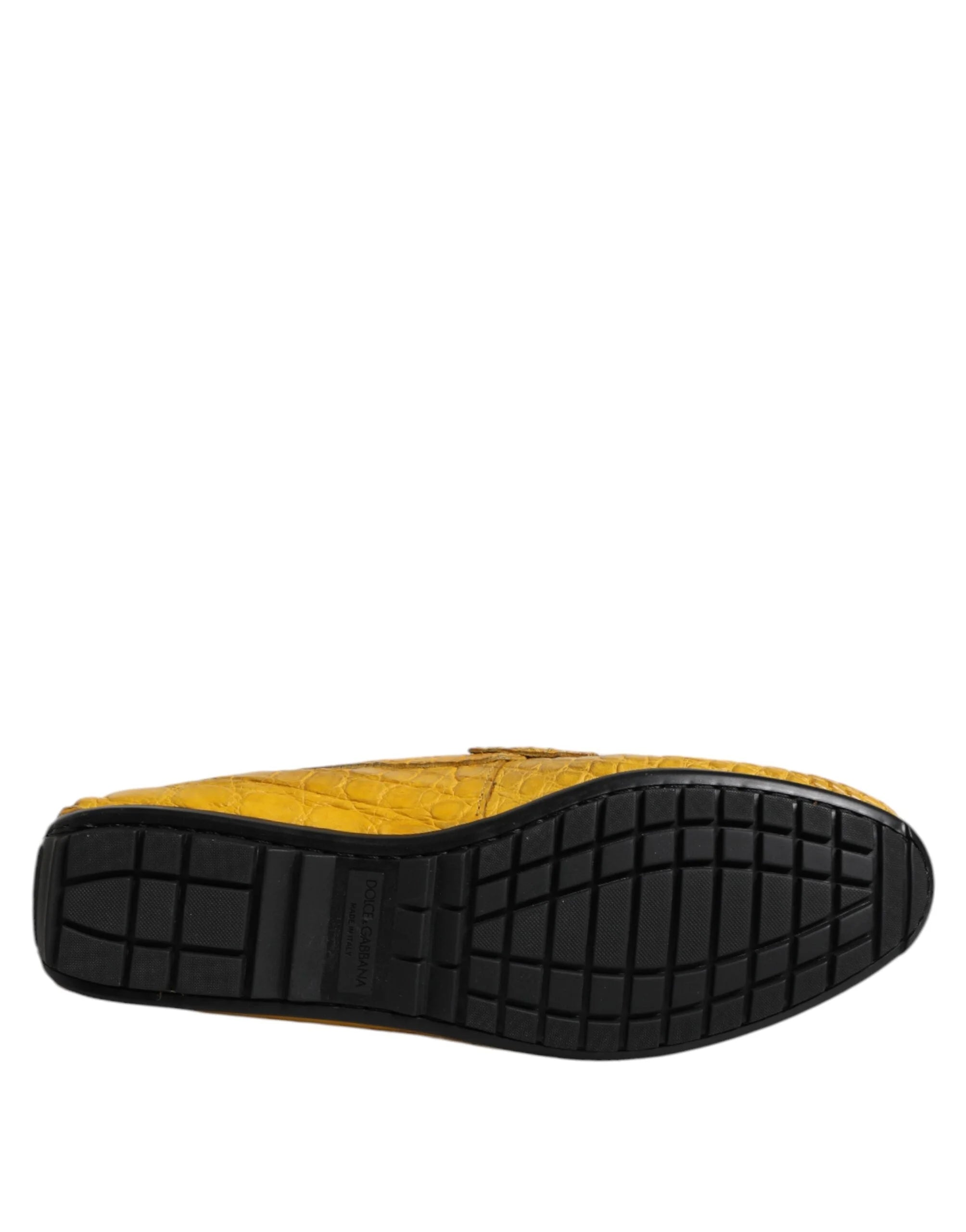 Dolce & Gabbana Yellow Exotic Leather Loafers Slip On Shoes - EU41/US8 - Flats