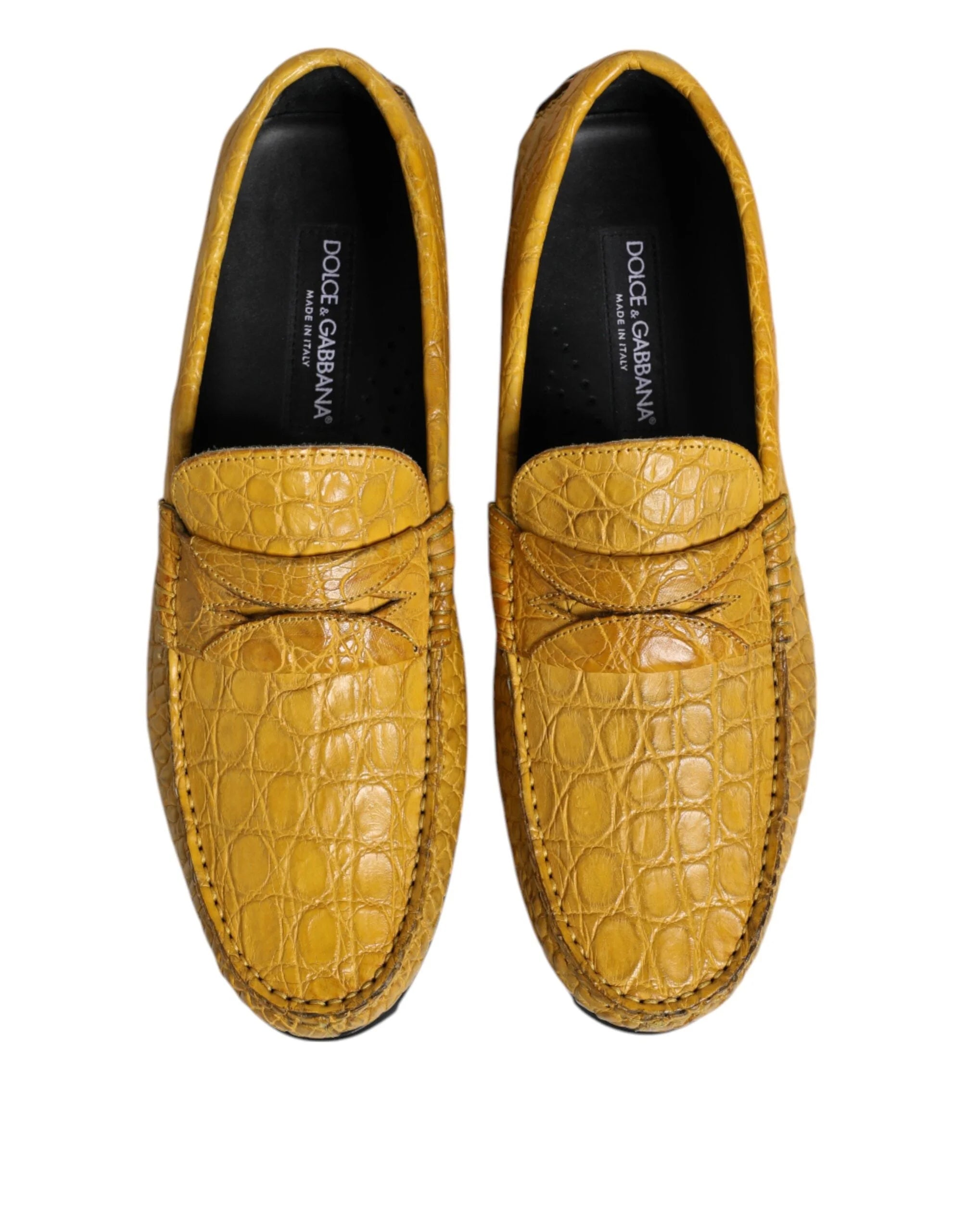 Dolce & Gabbana Yellow Exotic Leather Loafers Slip On Shoes - EU41/US8