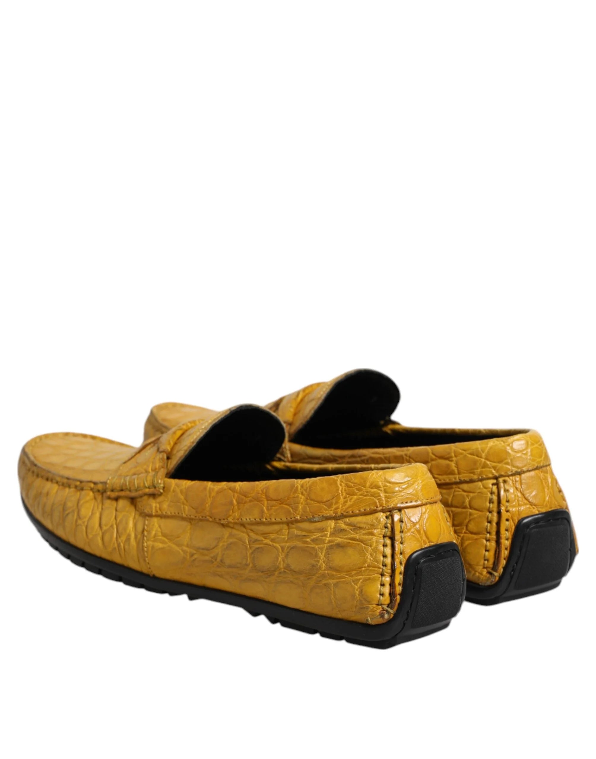 Dolce & Gabbana Yellow Exotic Leather Loafers Slip On Shoes - EU41/US8 - Flats
