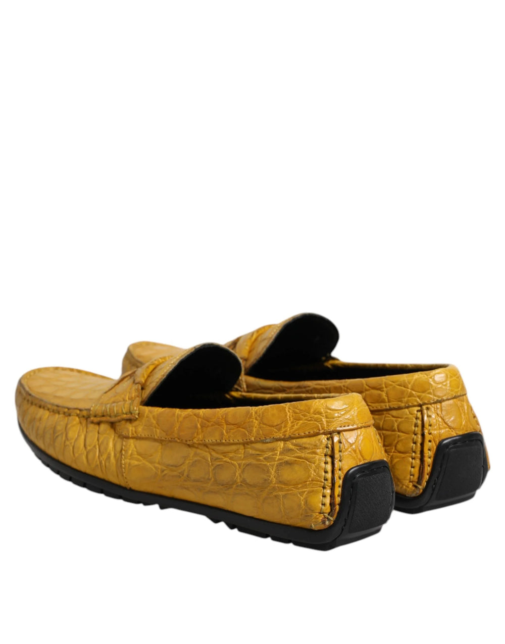 Dolce & Gabbana Yellow Exotic Leather Loafers Slip On Shoes - EU41/US8 - Flats