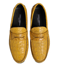 Dolce & Gabbana Yellow Exotic Leather Loafers Slip On Shoes - EU41/US8 - Flats