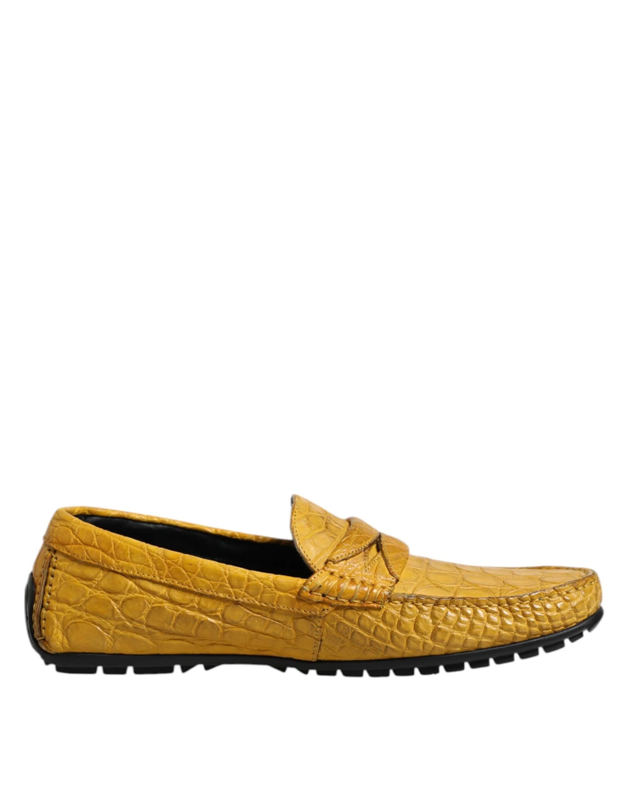 Dolce & Gabbana Yellow Exotic Leather Loafers Slip On Shoes - EU41/US8 - Flats