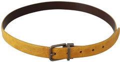 Dolce & Gabbana Yellow Exotic Skin Leather Grey Buckle Belt - Belts