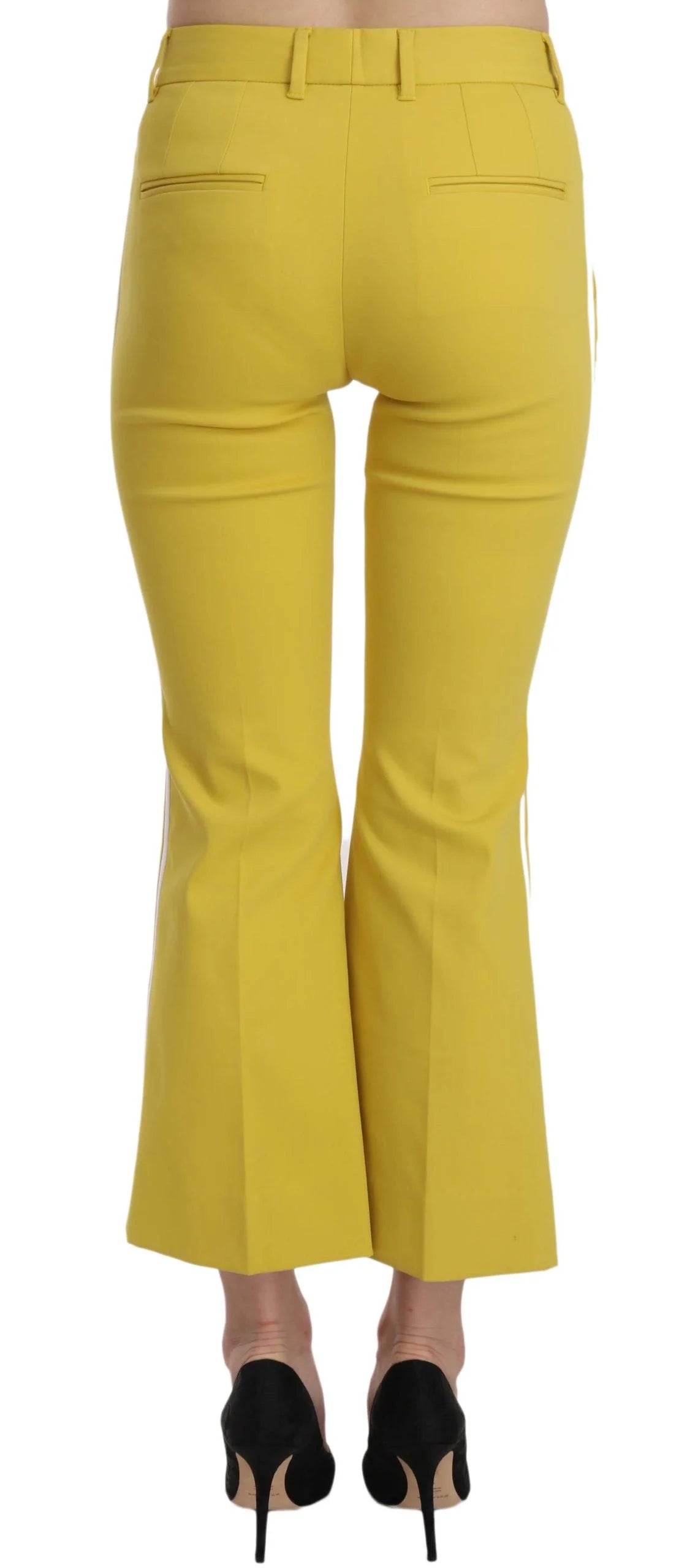Dolce & Gabbana Yellow Flared Bootcut Capri Cotton Pants - IT36 | XS - Trousers