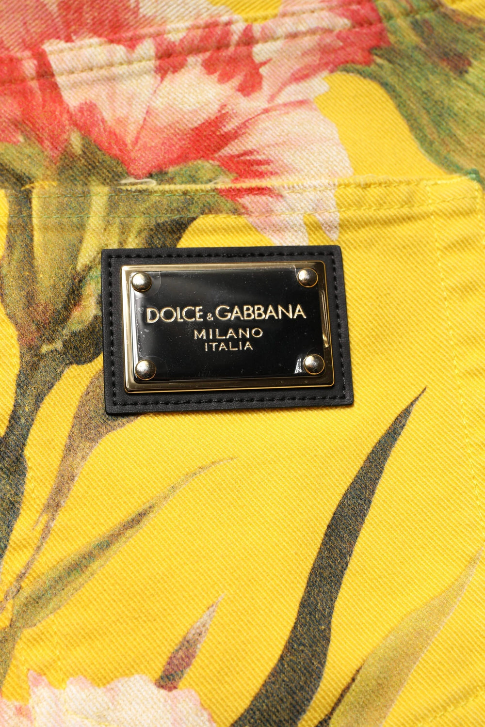 Dolce & Gabbana Yellow Floral Cargo Denim Men Bermuda Shorts - IT44 | XS - Bermudas