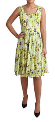 Dolce & Gabbana Yellow Floral Cotton Stretch Gown Dress - IT38|XS - Dresses