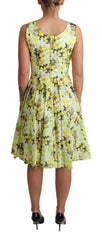 Dolce & Gabbana Yellow Floral Cotton Stretch Gown Dress - IT38|XS - Dresses