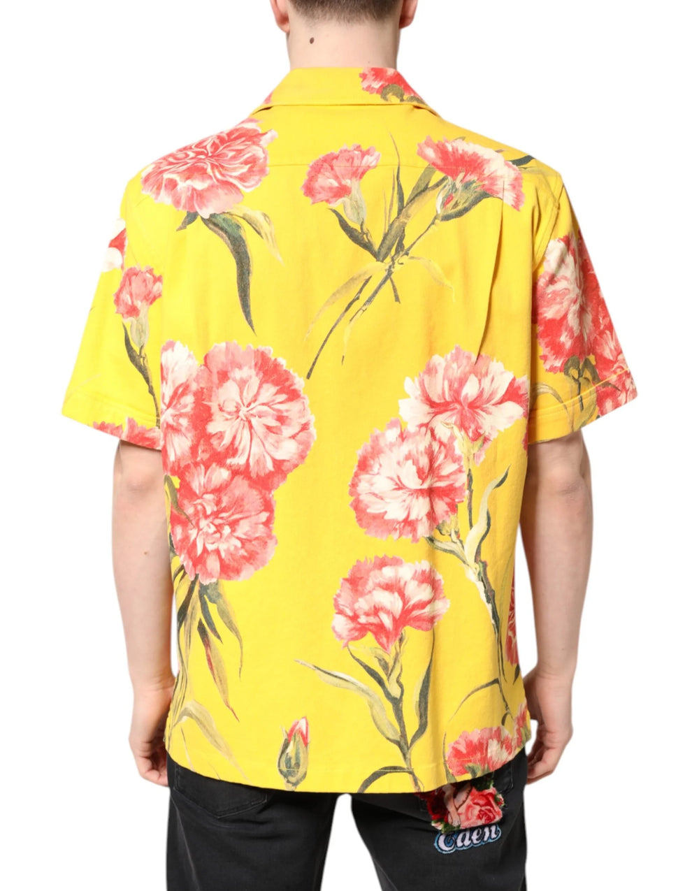 Dolce & Gabbana Yellow Floral Men Button Down Casual Shirt - IT40 | M - Shirts