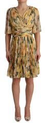 Dolce & Gabbana Yellow Floral Print Pleated Maxi Dress - IT38 | XS - Dresses