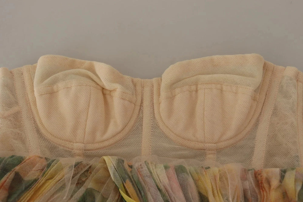 Dolce & Gabbana Yellow Floral Print Pleated Maxi Dress - IT38 | XS - Dresses