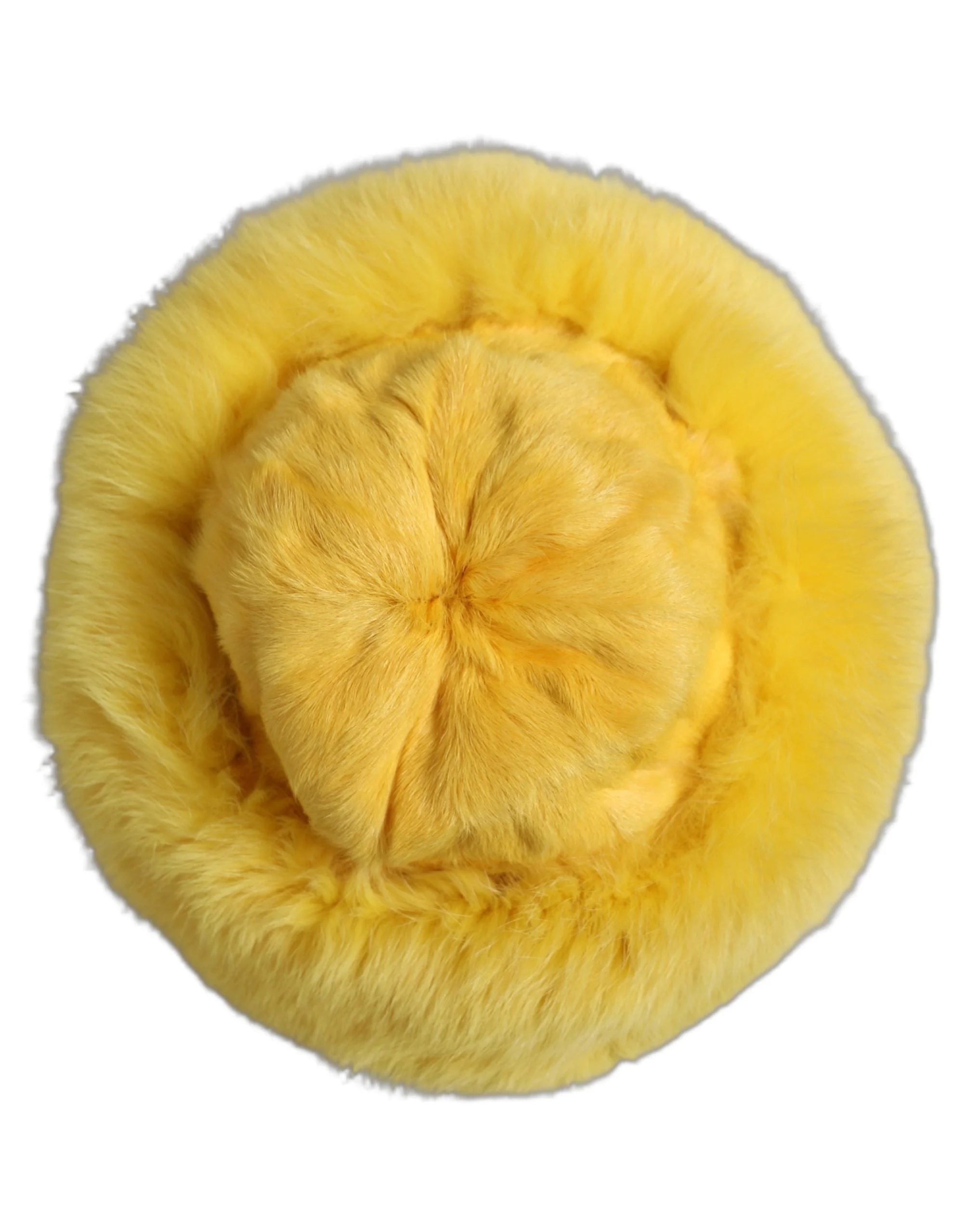 Dolce & Gabbana Yellow Fox Fur Womens Bucket Capello Hat - 56 cm|XS