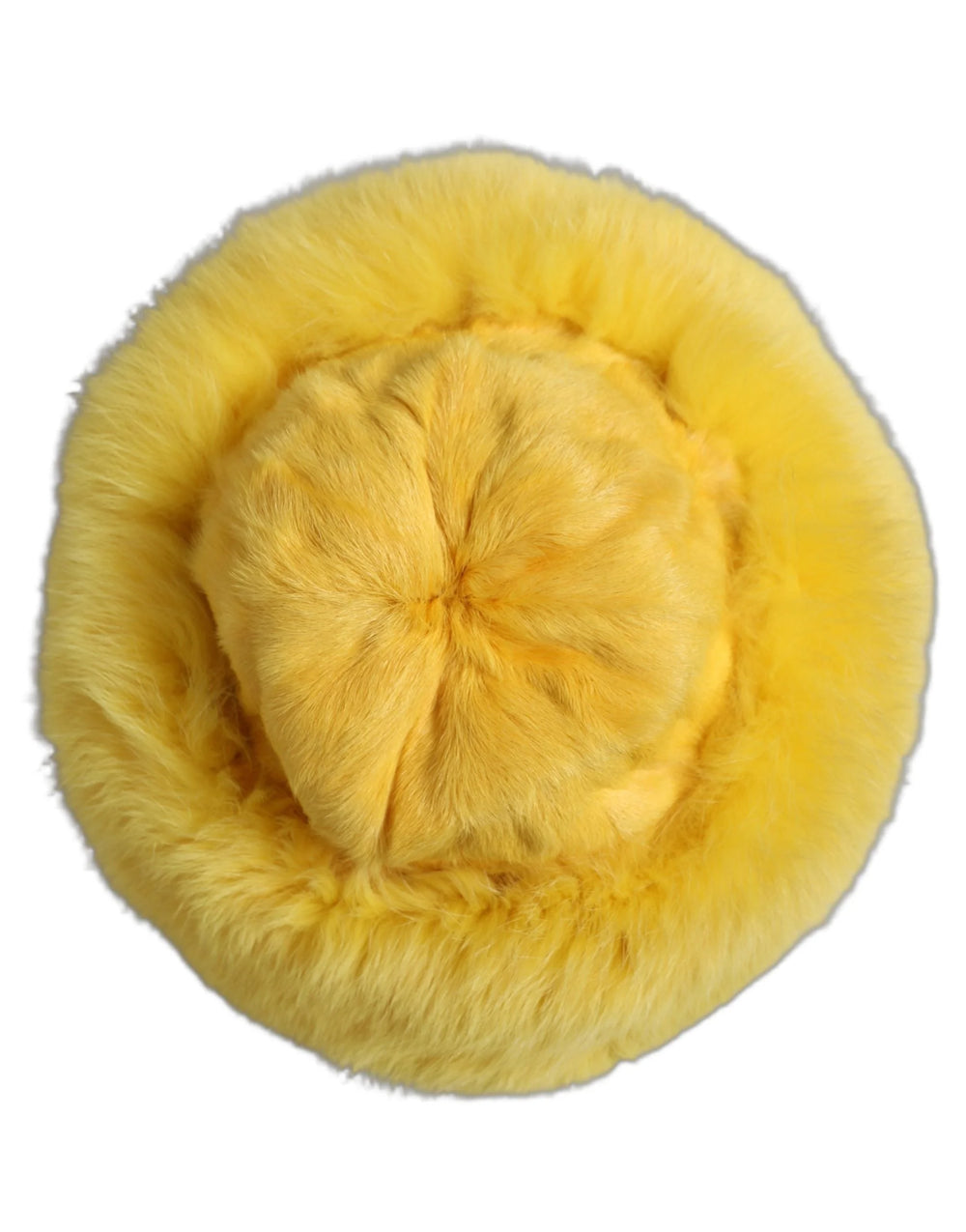 Dolce & Gabbana Yellow Fox Fur Womens Bucket Capello Hat - 56 cm|XS