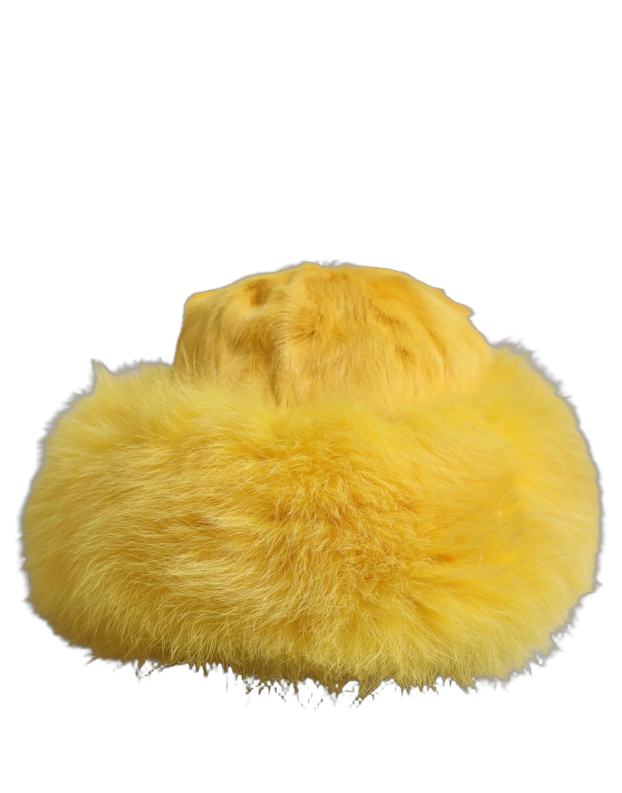 Dolce & Gabbana Yellow Fox Fur Womens Bucket Capello Hat - 56 cm|XS
