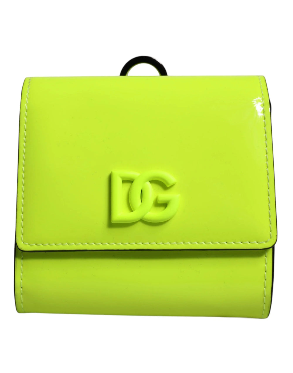 Dolce & Gabbana Yellow Green Bifold DG Logo Neck Strap Cardholder Wallet - Card Cases