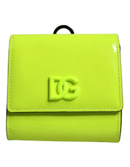 Dolce & Gabbana Yellow Green Bifold DG Logo Neck Strap Cardholder Wallet - Card Cases
