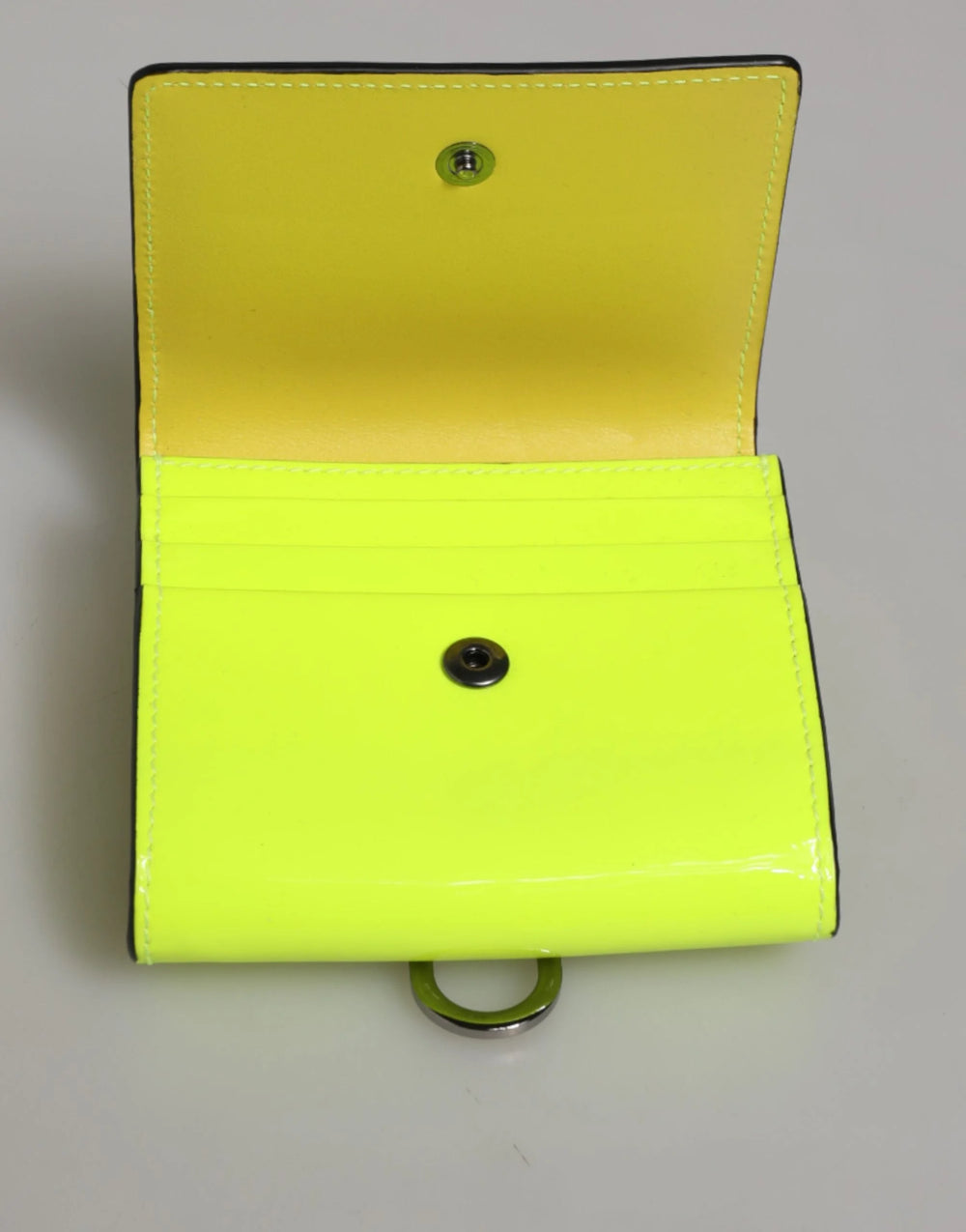 Dolce & Gabbana Yellow Green Bifold DG Logo Neck Strap Cardholder Wallet - Card Cases