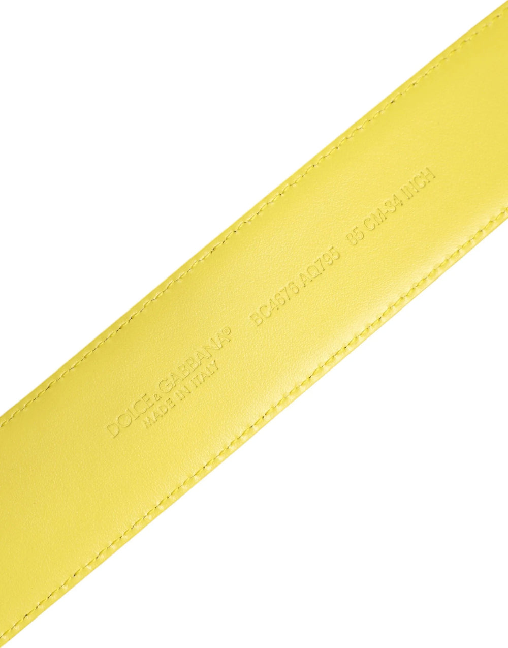 Dolce & Gabbana Yellow Green Classic Metal Logo Buckle Belt - 100 cm / 40 Inches - Belts