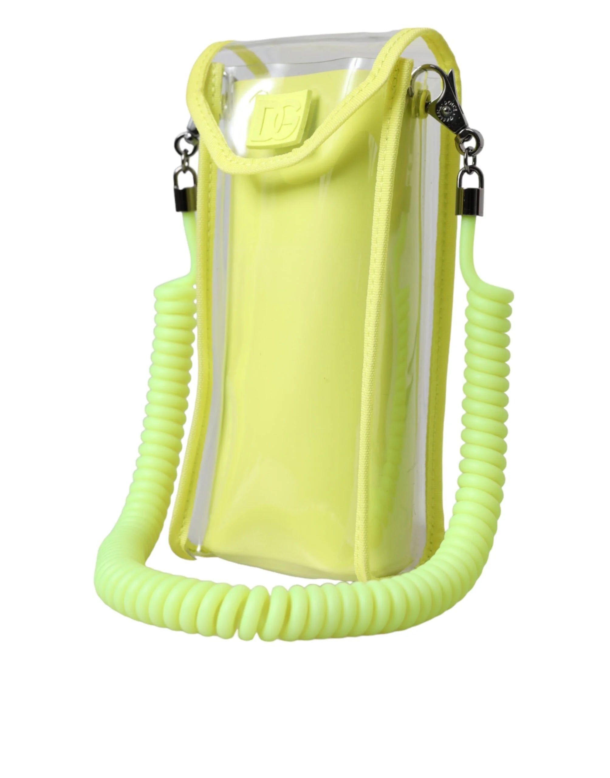 Dolce & Gabbana Yellow Green Plastic DG Logo Neck Strap Cardholder Wallet - Neck Pouches