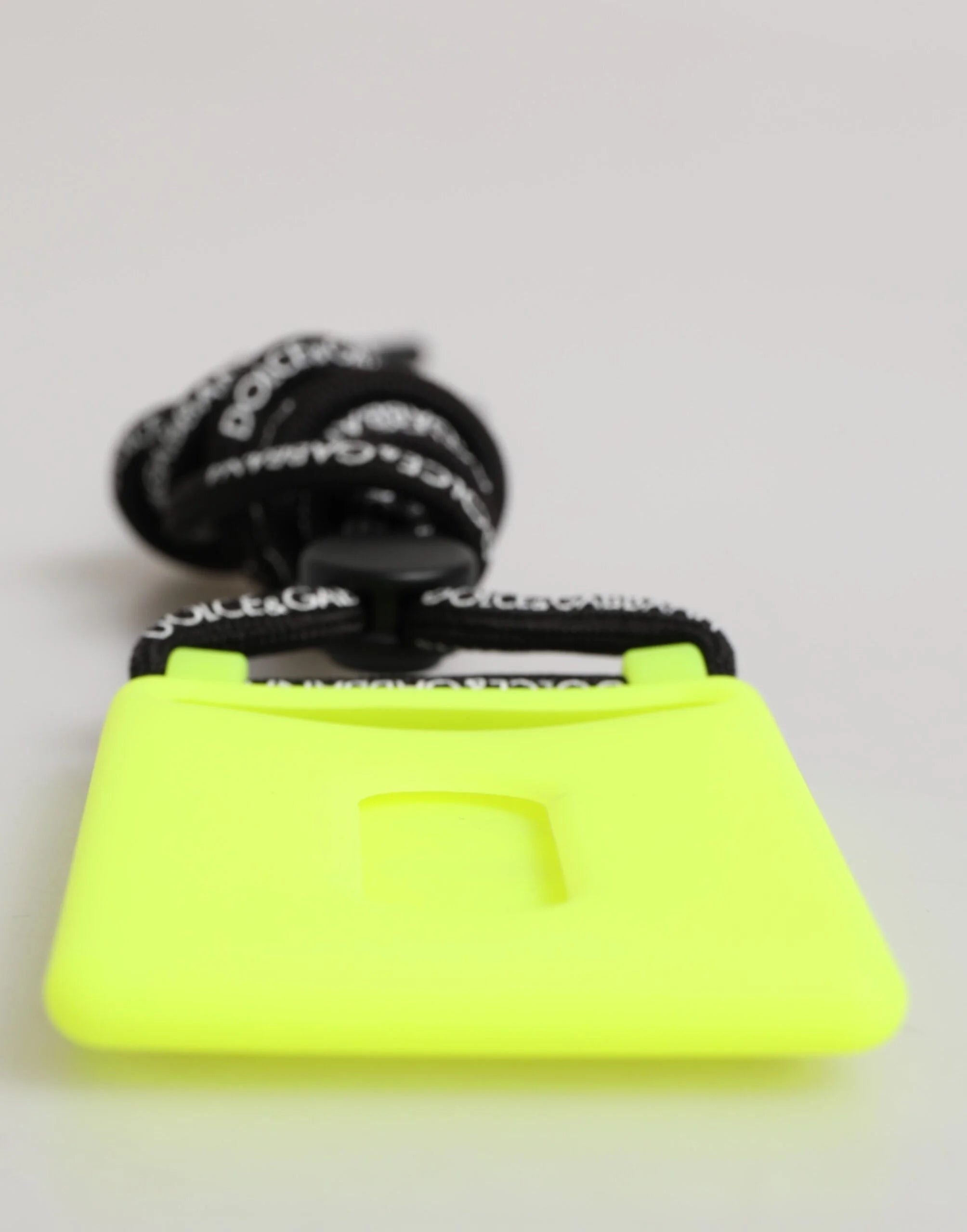 Dolce & Gabbana Yellow Green Rubber DG Embossed Adjustable Badge Holder - Keychains
