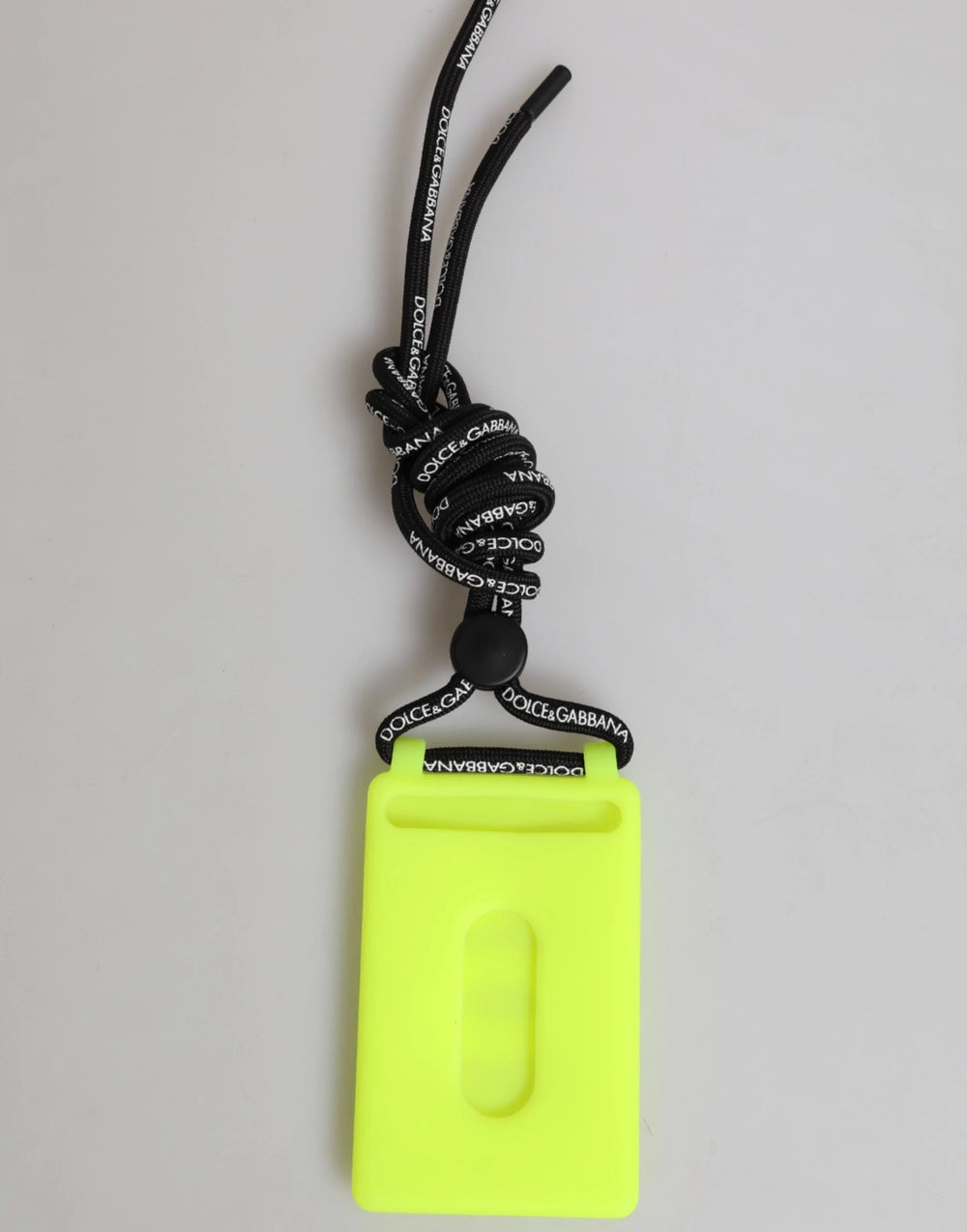 Dolce & Gabbana Yellow Green Rubber DG Embossed Adjustable Badge Holder - Keychains