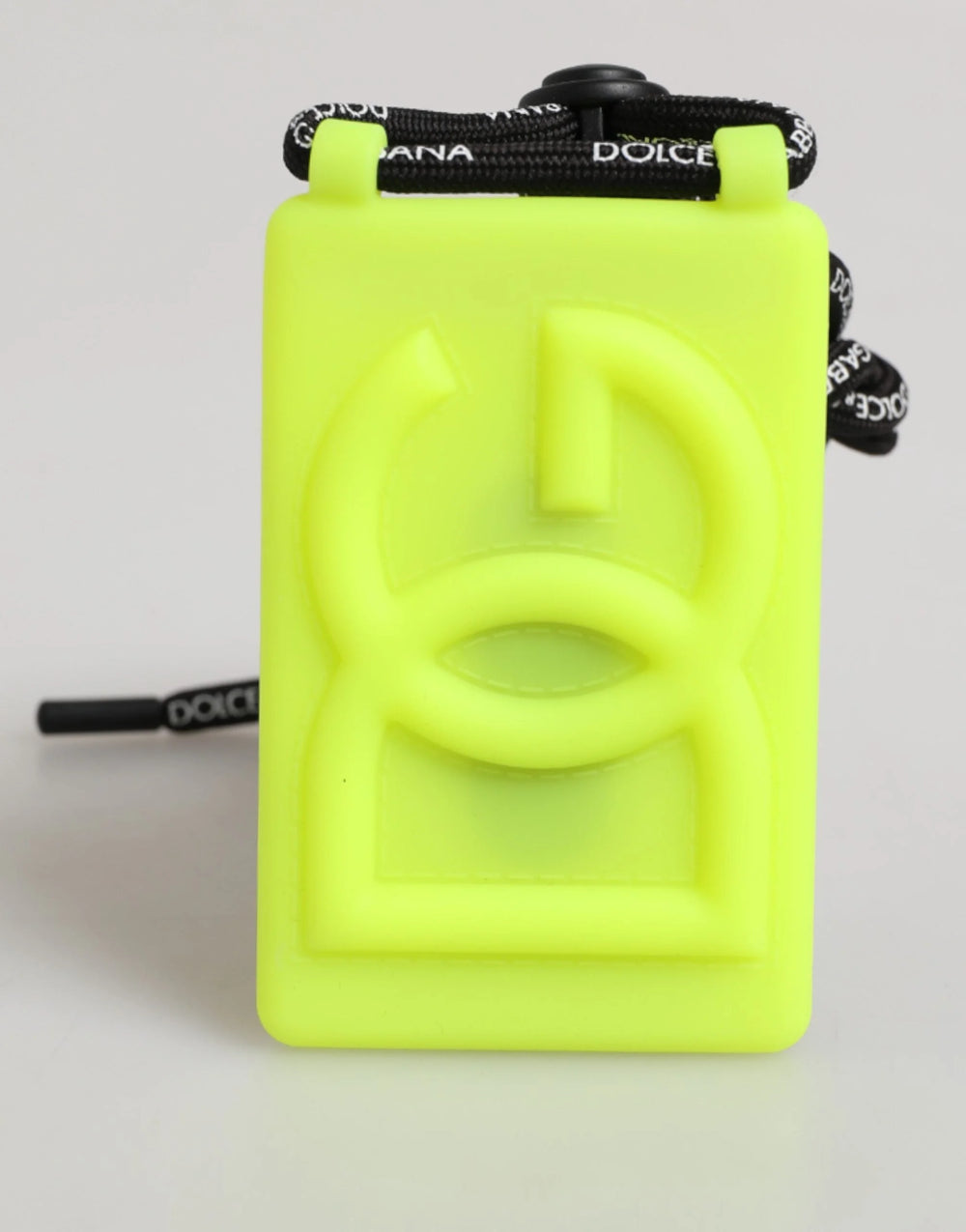 Dolce & Gabbana Yellow Green Rubber DG Embossed Adjustable Badge Holder - Keychains