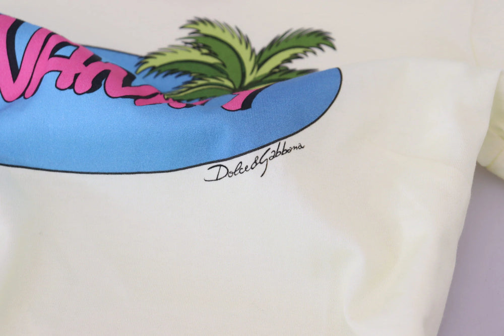 Dolce & Gabbana Yellow Havanity Round Neck Tee Cotton T-shirt - IT40|S - T-Shirts