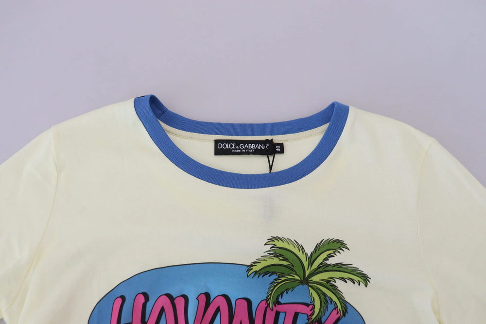 Dolce & Gabbana Yellow Havanity Round Neck Tee Cotton T-shirt - IT40|S - T-Shirts