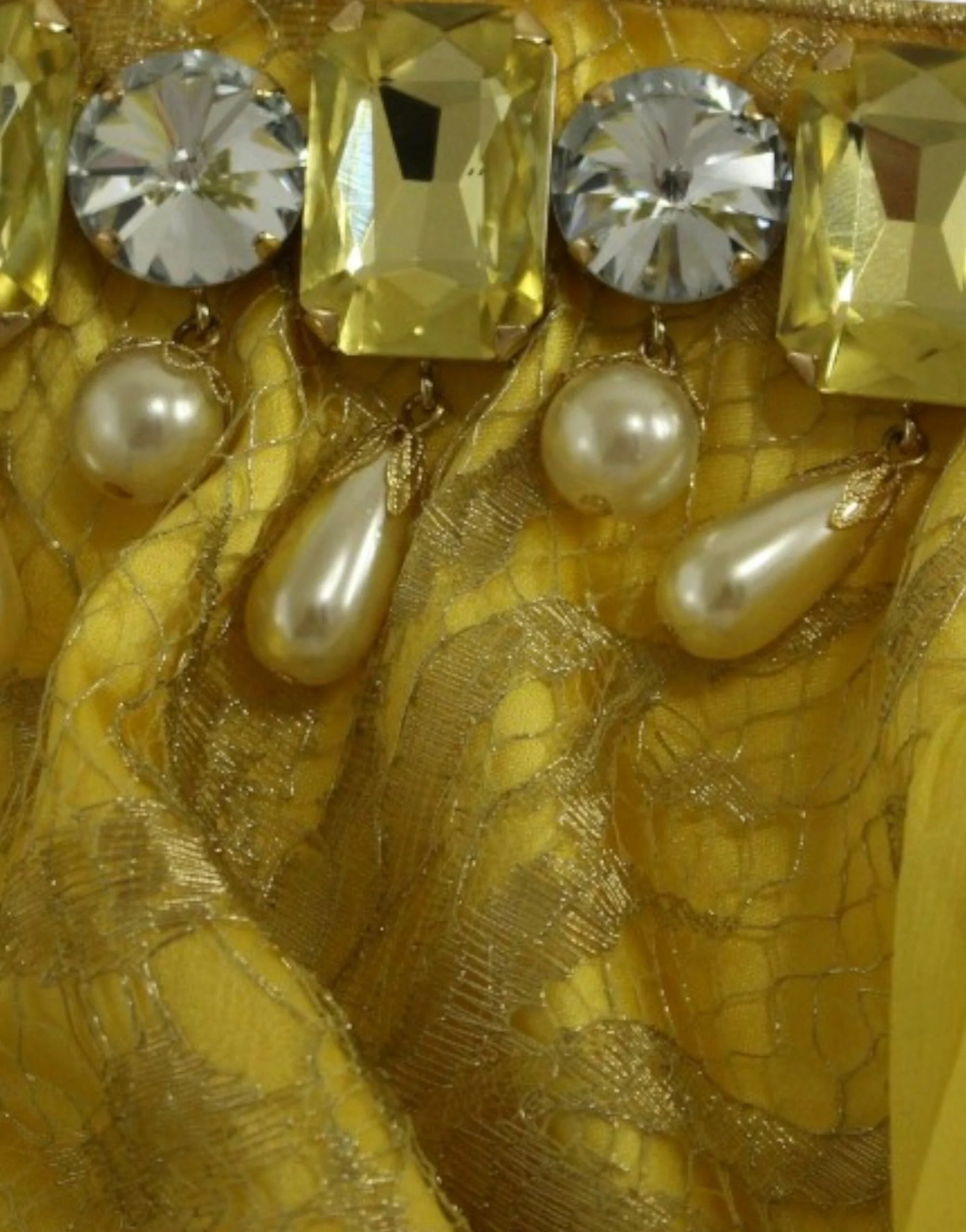 Dolce & Gabbana Yellow lace crystal mini dress - Dresses