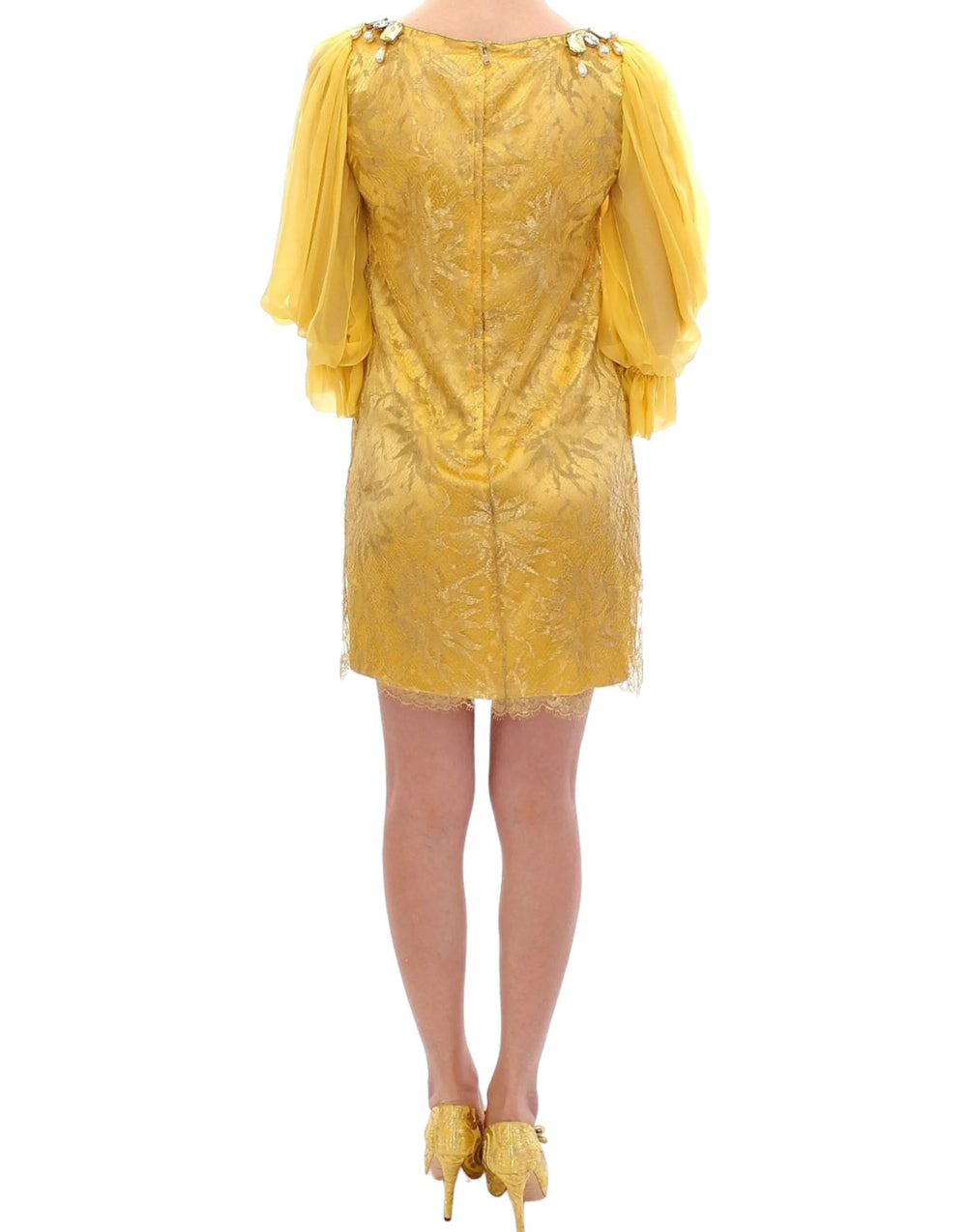 Dolce & Gabbana Yellow lace crystal mini dress - Dresses
