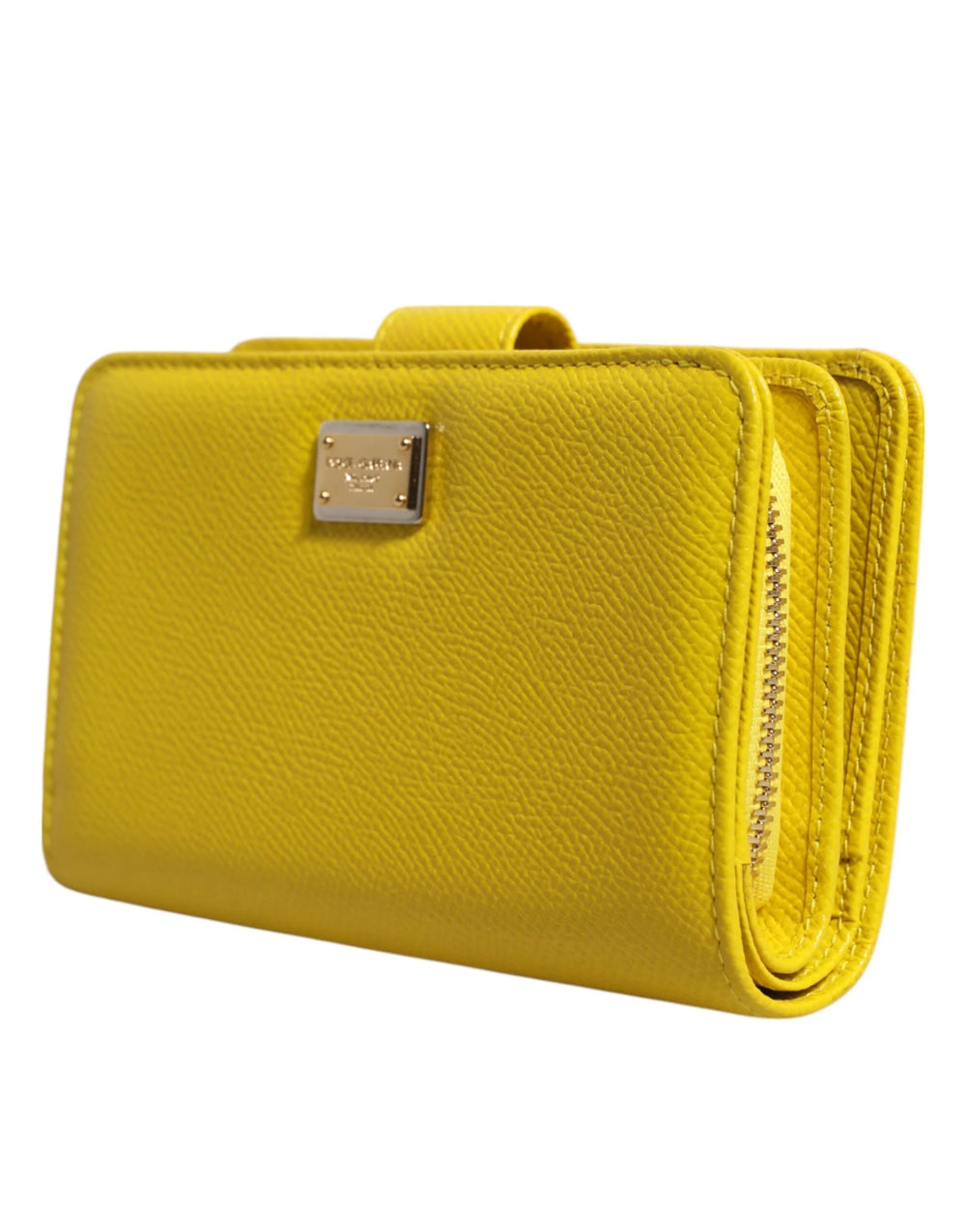 Dolce & Gabbana Yellow Leather Bifold Continental Clutch Wallet - Wallets