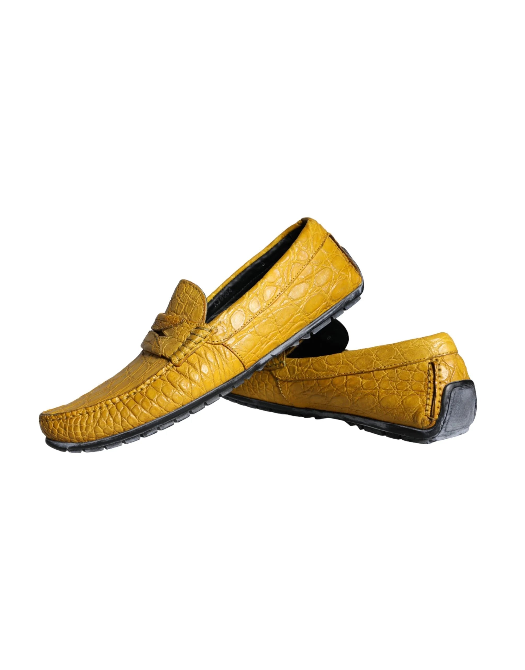 Dolce & Gabbana Yellow Leather Slip Mocassin Loafers Shoes - Flats
