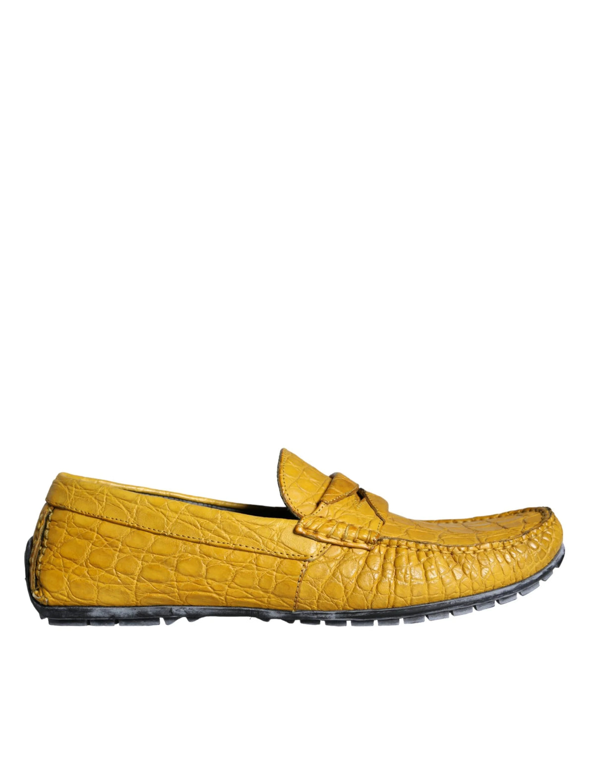 Dolce & Gabbana Yellow Leather Slip Mocassin Loafers Shoes - Flats