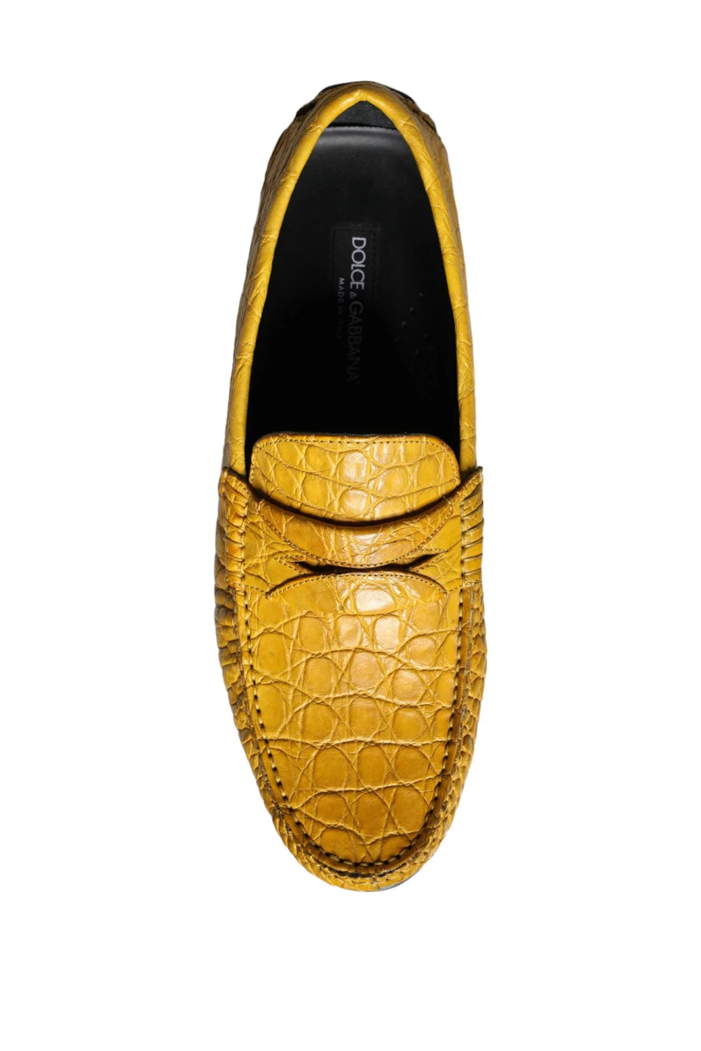 Dolce & Gabbana Yellow Leather Slip Mocassin Loafers Shoes - Flats