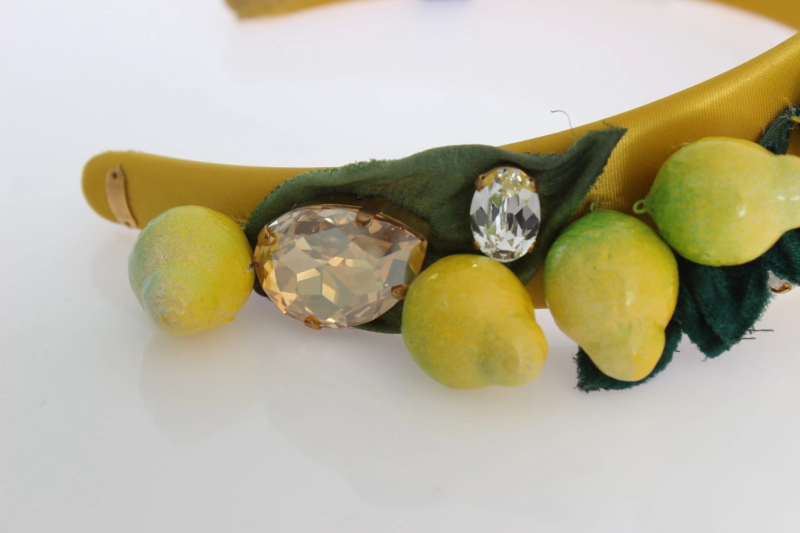 Dolce & Gabbana Yellow Lemons Sicily Crystal Diadem Tiara Headband - Headbands