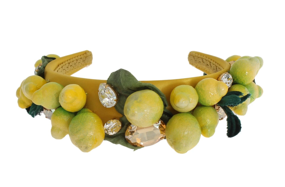 Dolce & Gabbana Yellow Lemons Sicily Crystal Diadem Tiara Headband - Headbands