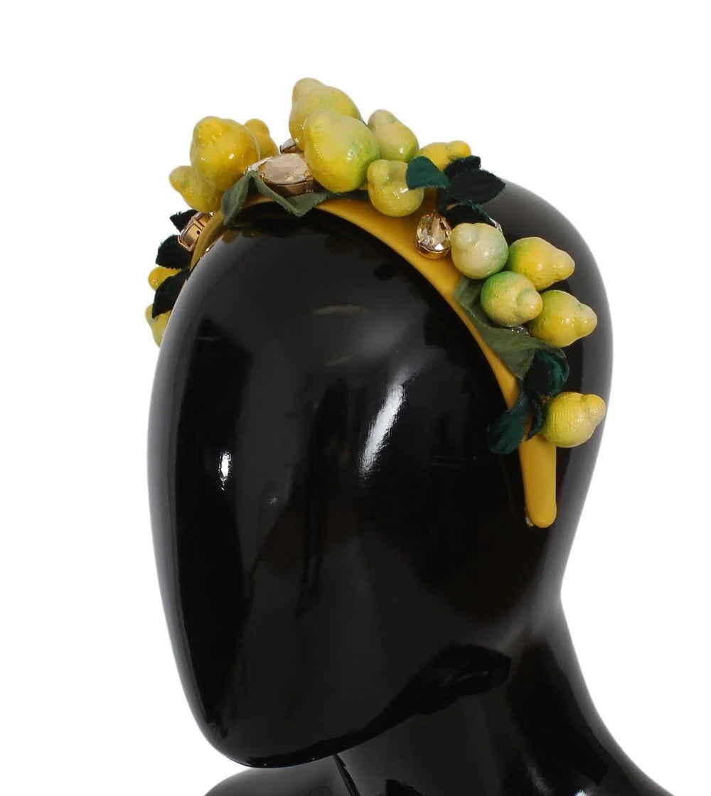 Dolce & Gabbana Yellow Lemons Sicily Crystal Diadem Tiara Headband - Headbands
