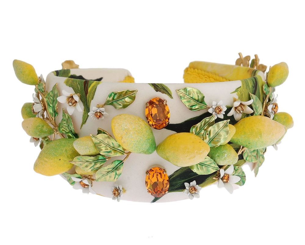 Dolce & Gabbana Yellow Lemons Sicily Crystal Diadem Tiara Headband - Headbands
