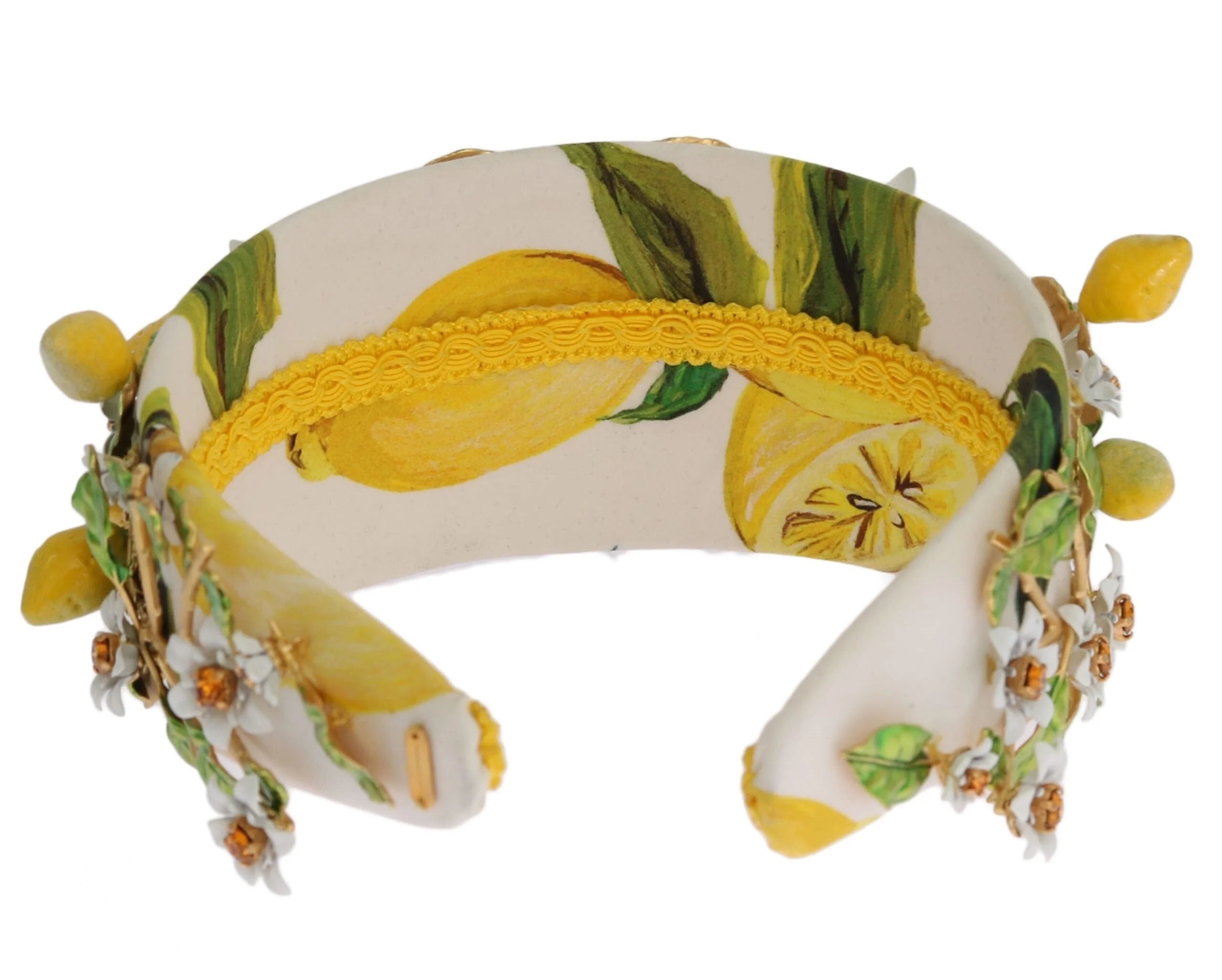 Dolce & Gabbana Yellow Lemons Sicily Crystal Diadem Tiara Headband - Headbands