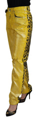 Dolce & Gabbana Yellow Leopard Cotton Straight Denim Jeans - IT40|S - Jeans
