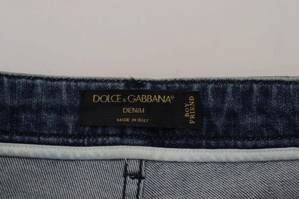Dolce & Gabbana Yellow Leopard Cotton Straight Denim Jeans - IT40|S - Jeans