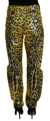 Dolce & Gabbana Yellow Leopard Cotton Straight Denim Jeans - IT40|S - Jeans