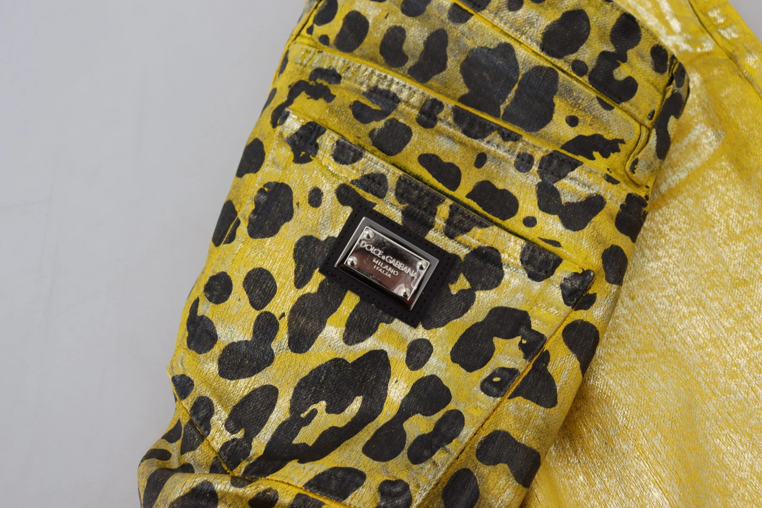Dolce & Gabbana Yellow Leopard Cotton Straight Denim Jeans - IT40|S - Jeans