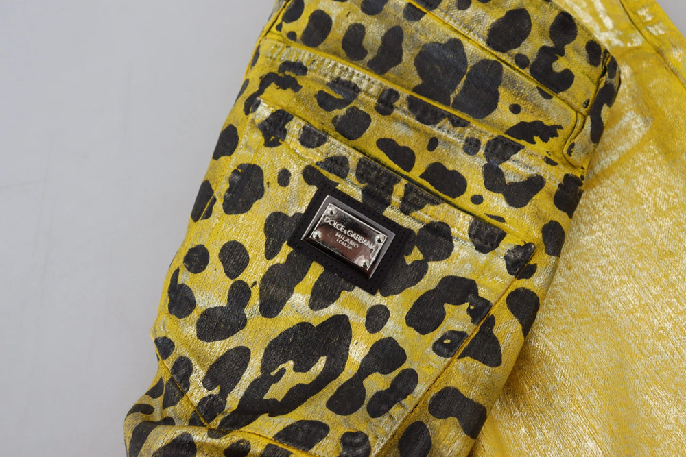 Dolce & Gabbana Yellow Leopard Cotton Straight Denim Jeans - IT40|S - Jeans
