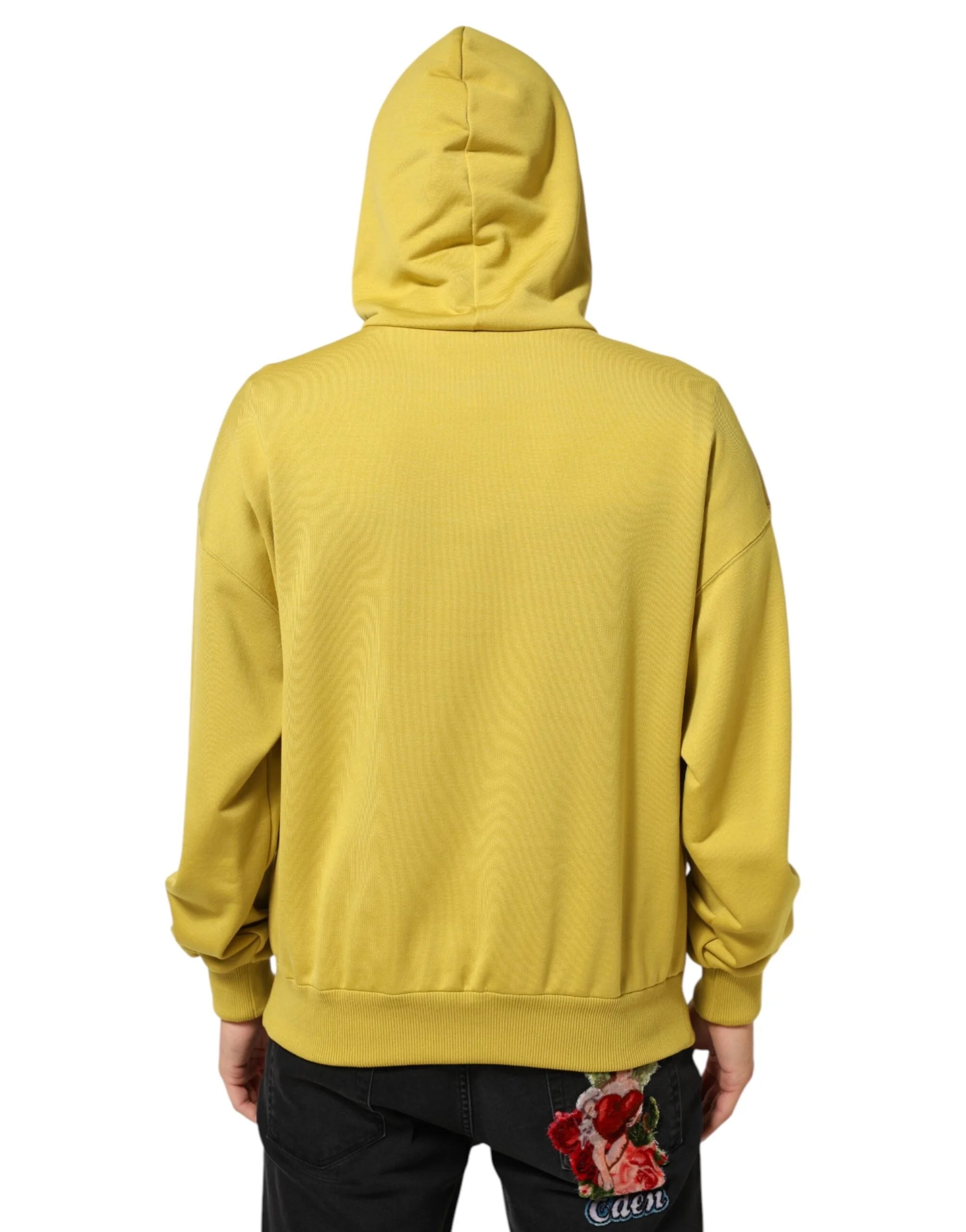 Dolce & Gabbana Yellow Logo Cotton Hooded Sweatshirt Sweater - IT48 | M