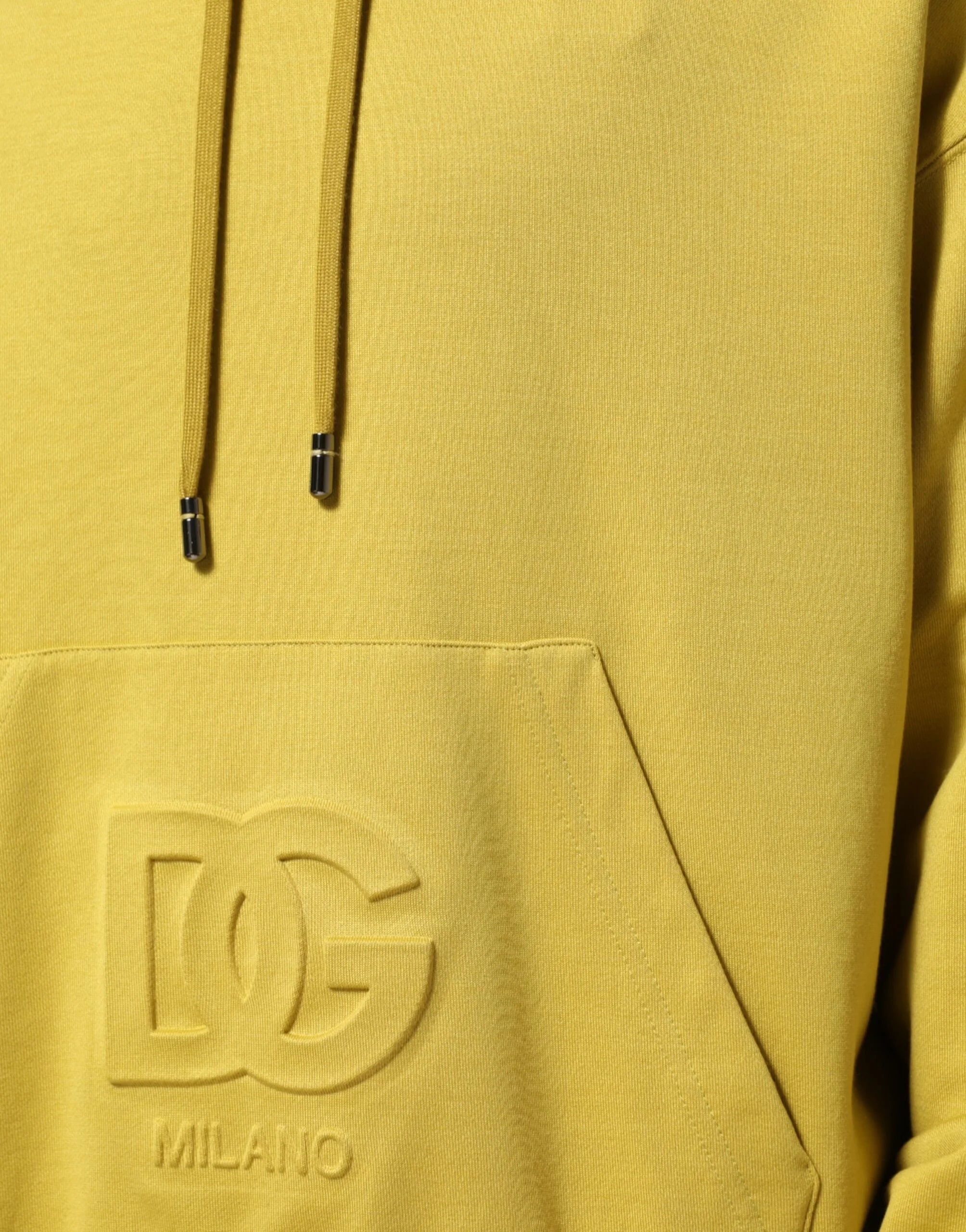Dolce & Gabbana Yellow Logo Cotton Hooded Sweatshirt Sweater - IT48 | M