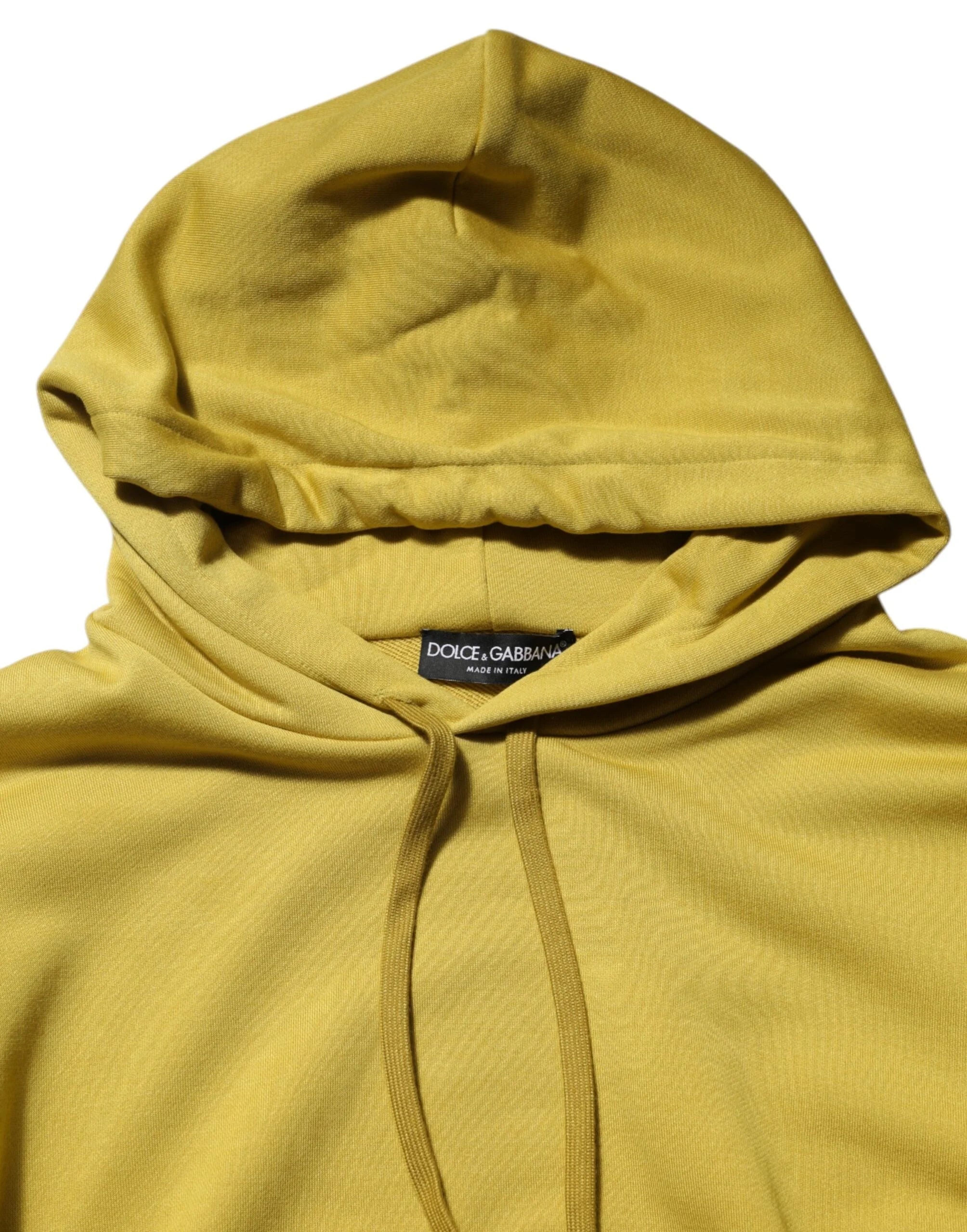 Dolce & Gabbana Yellow Logo Cotton Hooded Sweatshirt Sweater - IT48 | M