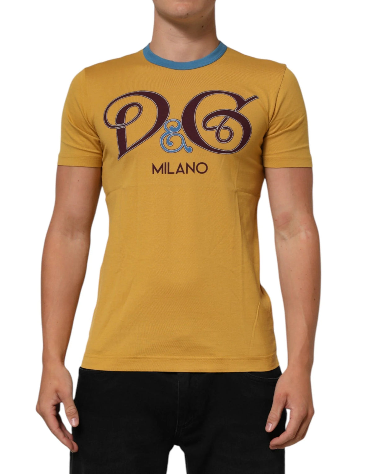 Dolce & Gabbana Yellow Logo Crew Neck Short Sleeves T-shirt - IT48 | M